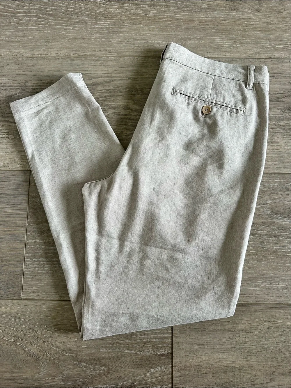 32x29 Slim Linen-Blend Men’s Pants in Light Beige